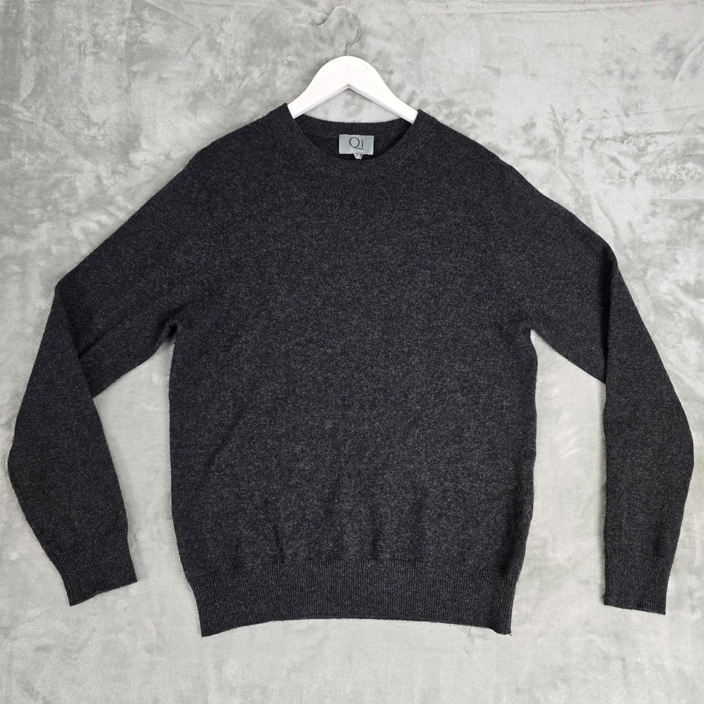 Qi Men's‎ Cashmere Pullover Crewneck Sweater Medium Grey